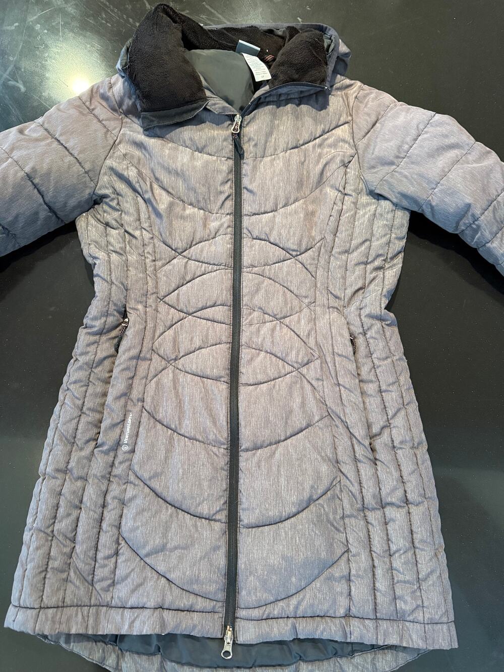 Champion C9 VentureLoft+ Womens Hooded Puffer Coat Gray Quilted Long Size small